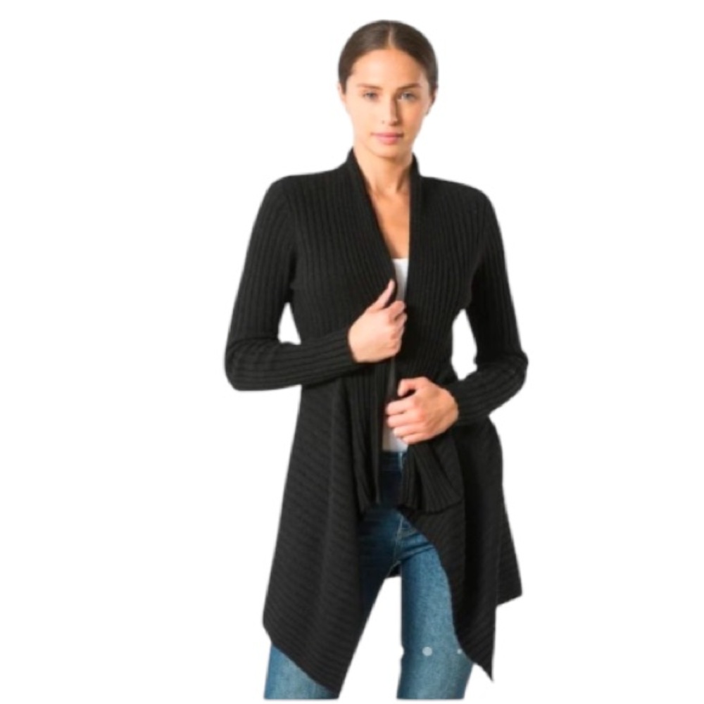 Autumn Cashmere Rib Drape in Ebony Black - Picture 1 of 7